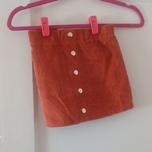 Orange Corduroy Skirt with Gold Buttons